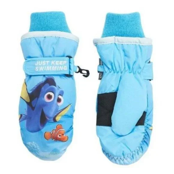 Girls Disney Finding Dory Nemo Winter Mittens sz 4/6 Blue 
