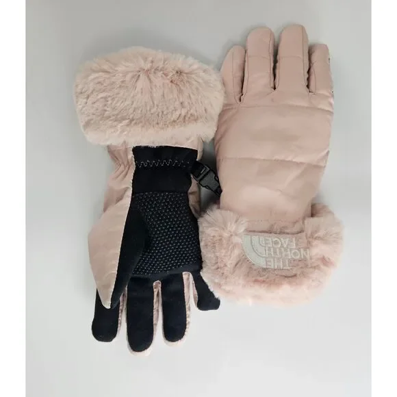 The North Face Girls Sz Medium Shasta Gloves Faux Fur Trimmed 8-9y