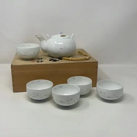 Vintage 80’s Japanese porcelain Dobin kyusu sake/tea set
