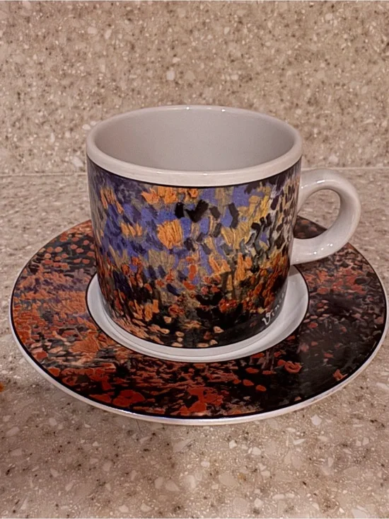 Sakura Wildflowers Ceramic Cup with Saucer Vincent Van Gogh Sakura