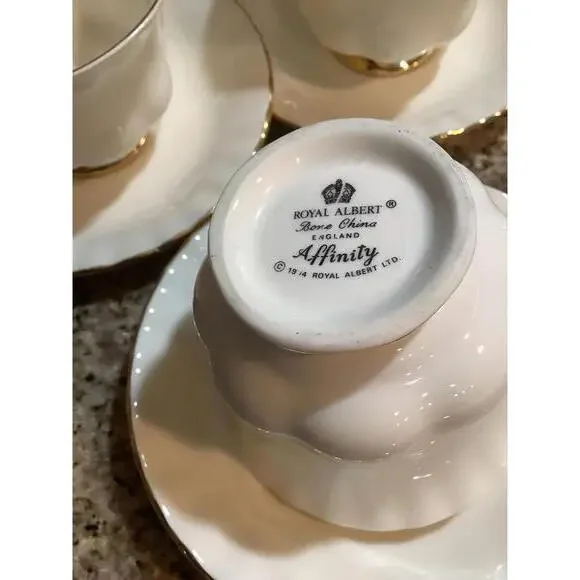 Royal Albert Affinity Cream and Gold Trim Teacup & Saucer Set