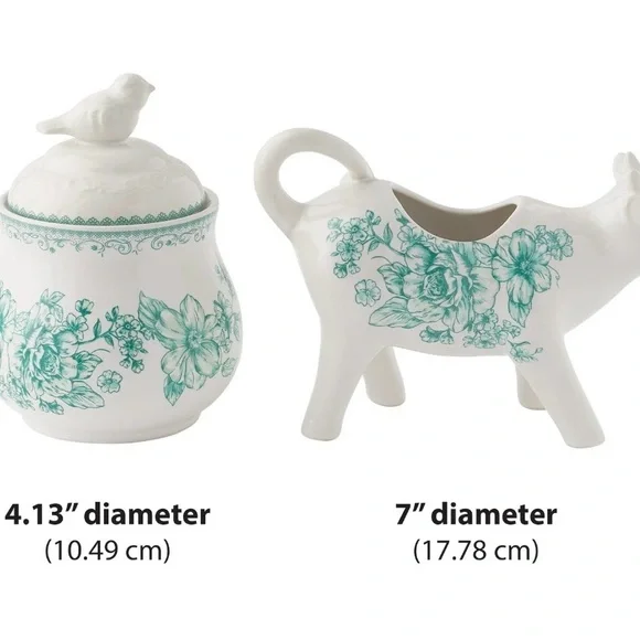 💚 Pioneer Woman Agatha Sugar & Cow Creamer Set