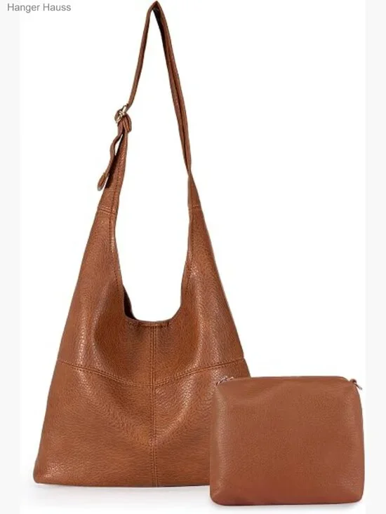 Ultra Soft Foldable Hobo Bag with Coin Wallet Set