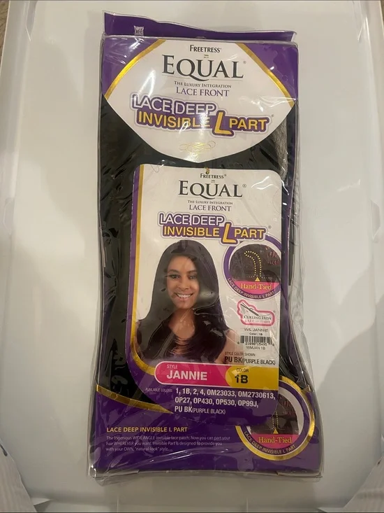 Freetress Equal Lace Deep Invisible L Part Jannie Wig - 1B Natural Black
