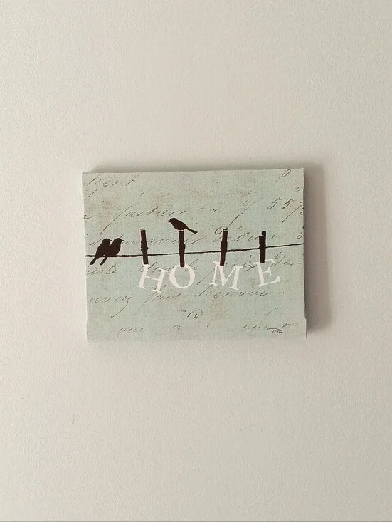 Love Birds On Clothesline Home Wall Decor Plaque Aqua Blue Black White 8