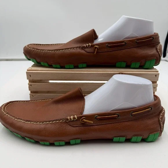 Polo Ralph Lauren Driving Loafers Arkley Leather Green Sole Brown Mens 14 D