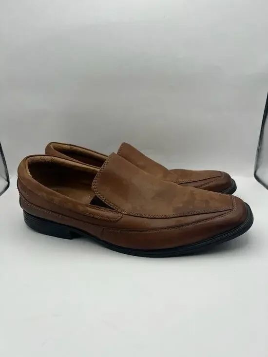 Clarks Tilden Free Brown Leather Loafers Men Size 11.5