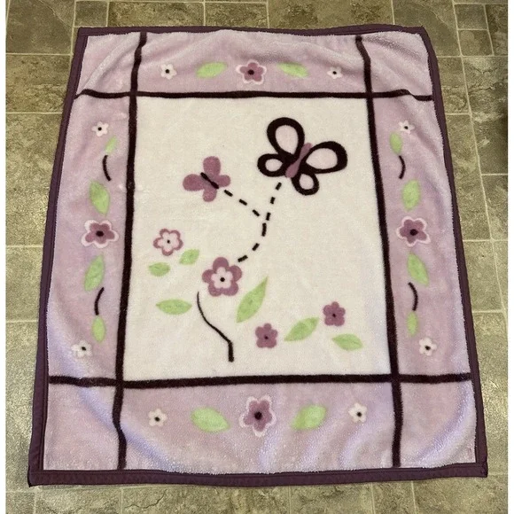 Y2K COCALO‎ Sugar plum Purple Butterfly Luxe Minky Plush Baby Crib Blanket