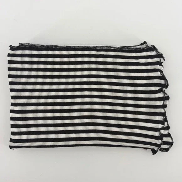 Black & White Striped Ribbed Knit Fabric 30x41 Vertical Stripe Material Destash