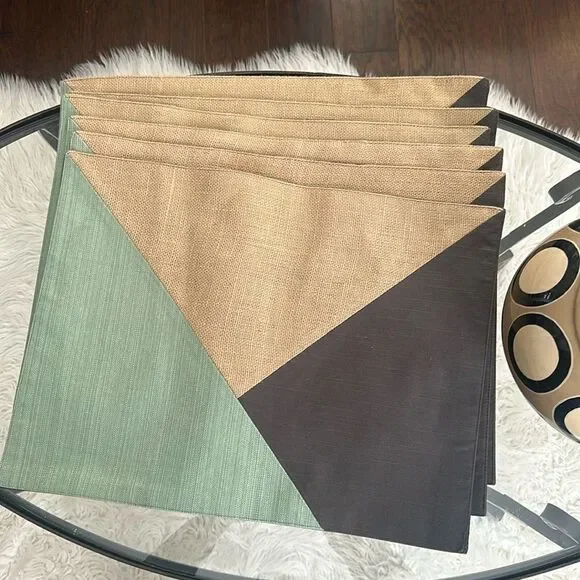 West Elm Geometric Linen Blend Set of 6 Placemats
