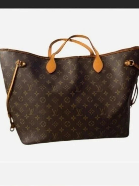 Authentic Louis Vuitton Neverfull GM Monogram Canvas Tote Bag Brown/Tan
