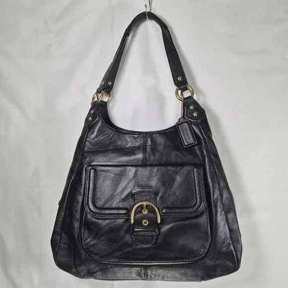 Y2k Coach Campbell F24686 Black Leather Hobo Shoulder Bag Purse Handbag