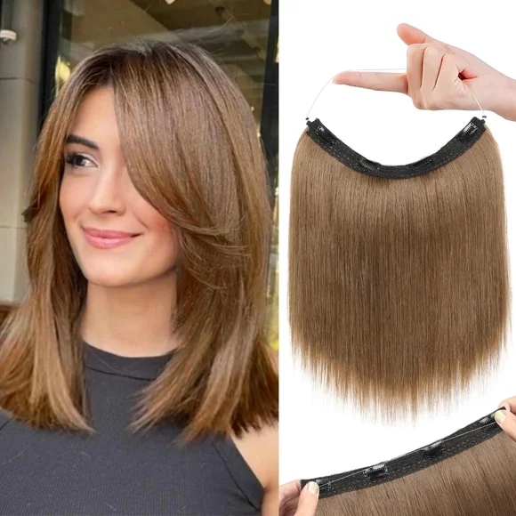 12” Invisible Wire Hair Extension – Light Brown, Adjustable, Natural Straight‎