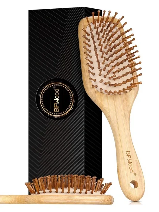 🎍Bamboo Hair Brush with Paddle and Rounded Wood Bristles 🎍
