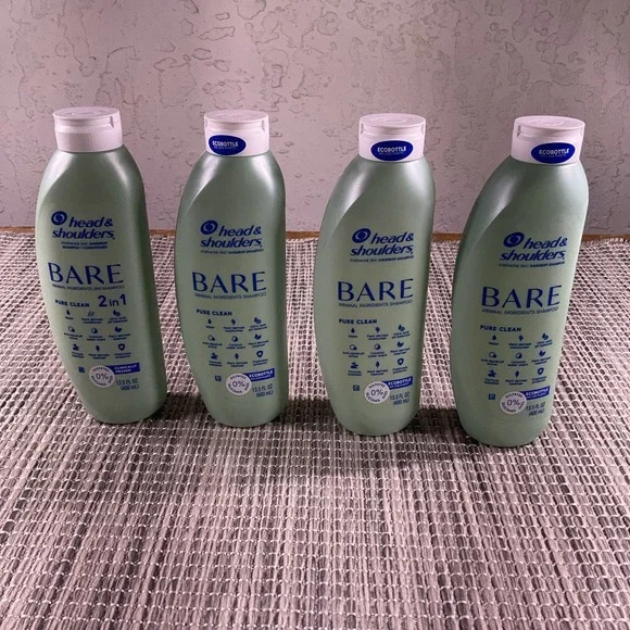 4 Head & Shoulders Bare Pure Clean 2IN1 Dandruff Shampoo & Conditioner 13.5oz