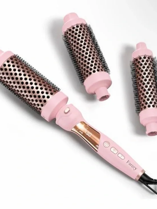 Pink 3‑Barrel Hot Air Styling Brush Set —