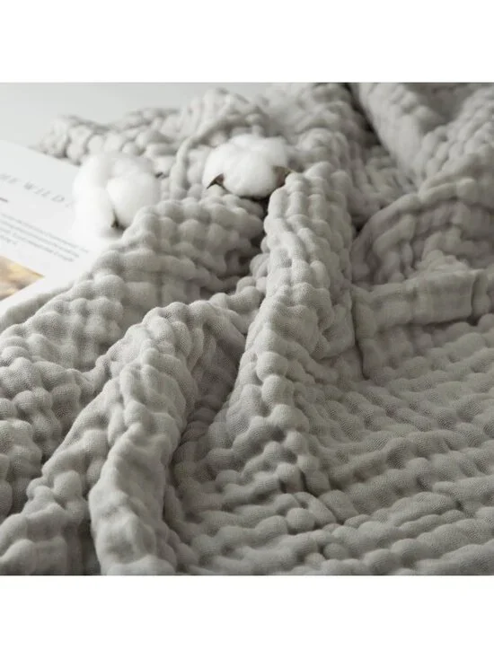 The Fleece Company Gray Muslin Cotton Blanket 53