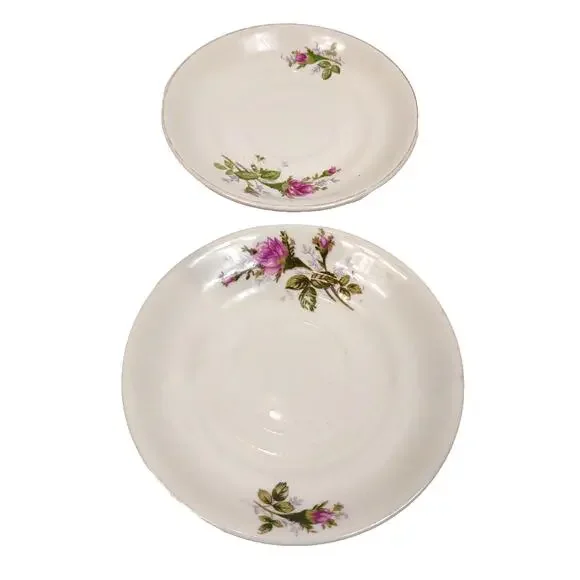 Set of 2 Moss Rose Replacment Saucers Only NO CUPS 5.5