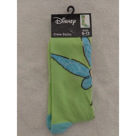 Disney‎ Tinkerbell Crew Socks Size 9-13 Green Blue Equalizer Accessories