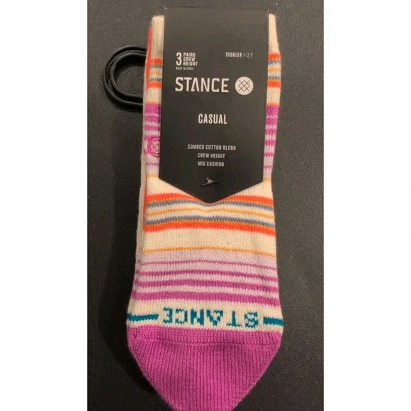 Stance Toddler Socks-Rockford Crew Casual 1-2 Years 3 Pair Pack