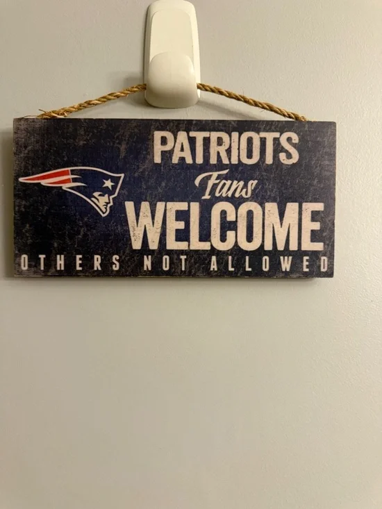New England Patriots Fans Welcome Wooden Wall Sign NFL Decor Man Cave