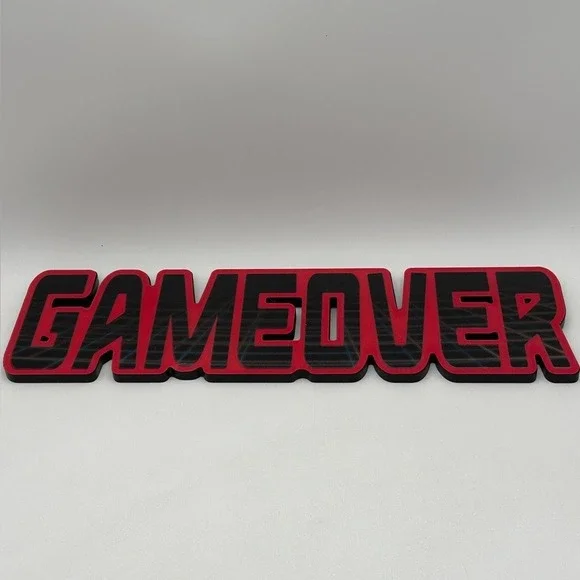 GAMEOVER Lenticular Wood‎ Wall Shelf Sitter Wood Holographic Overlay