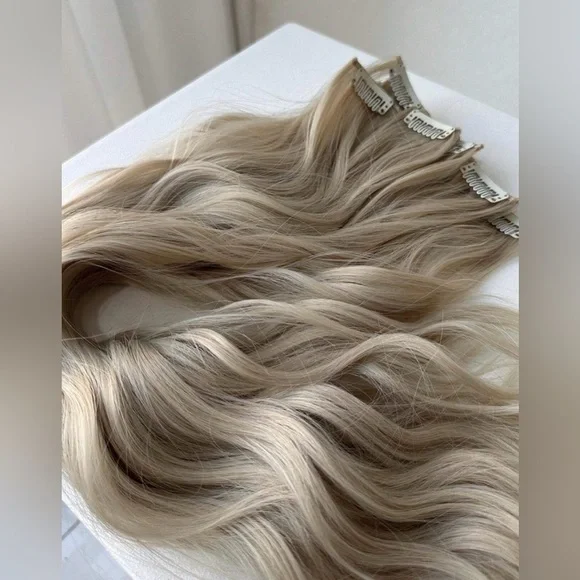 Natural Ash light Blonde Hair Extensions - Human hair Blend