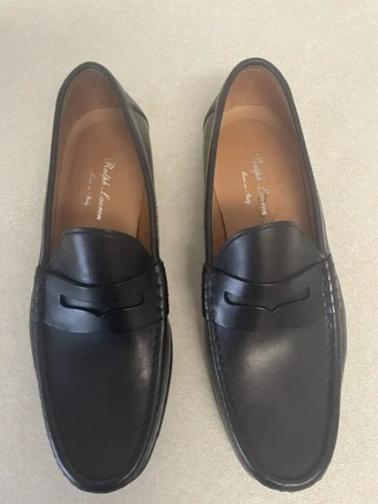 2 pairs of Ralph Lauren Mens Chalmers Burnished Calfskin Penny Loafers size 8.5