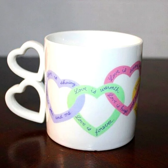 Vintage Avon “Love Is...” Heart Handle Mug | Romantic Pastel Coffee Cup | Mother