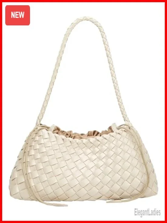 Suede Woven Hobo Bag Faux Leather Tote Shoulder Purse