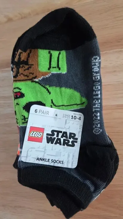 LEGO Star Wars Grochu Ankle Socks 6-Pack | Licensed Baby Yoda Kids Size 10-4