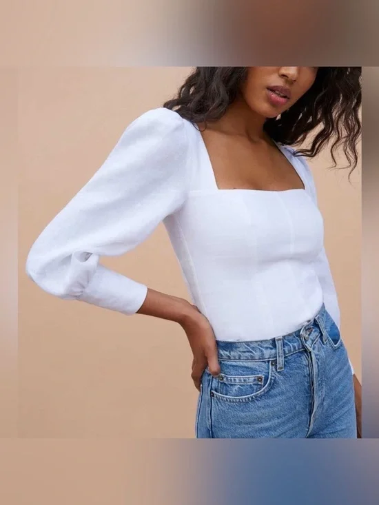 100% Linen Reformation Stilton Linen Top