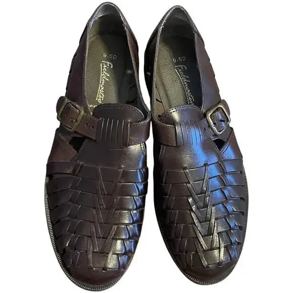 Fieldmaster Ricardo Men's Leather Loafers Sandals Shoes Cross Hatched Size 9.5D