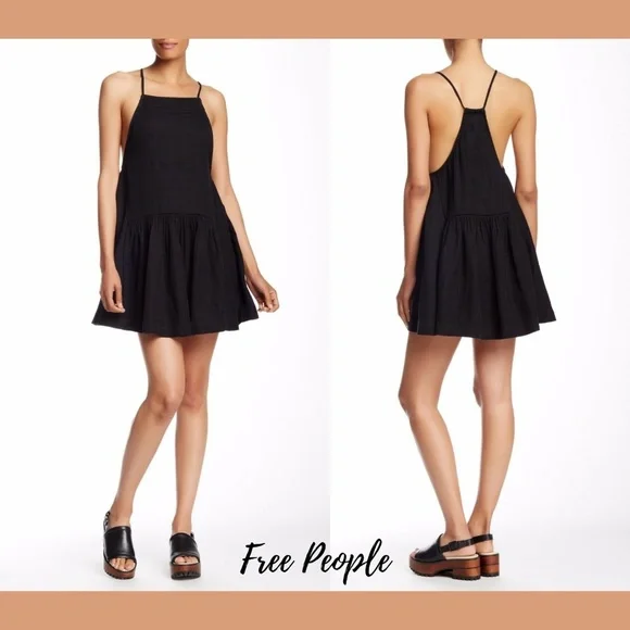 NWT $128 Free People Skipping Stones Tunic Dress Black [ Small ]‎ #110