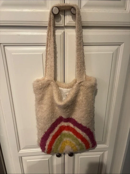 Free People Rainbow Fuzzy Tote Bag