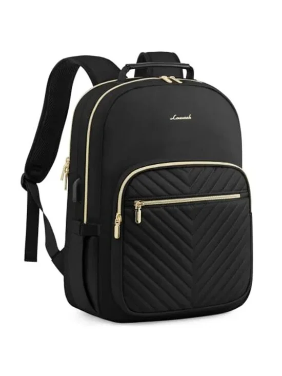 Women's 17 Inch Laptop Backpack Travel Work Business College USB Port Black Bags