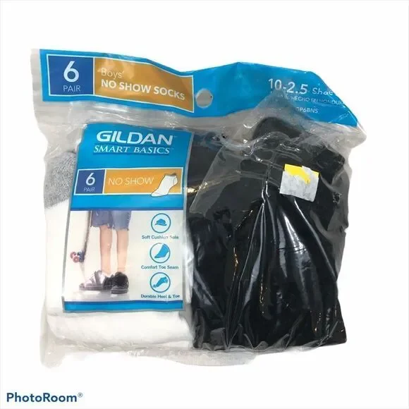 Brand New Gildans Boys Socks‎ 6 Pack No Show