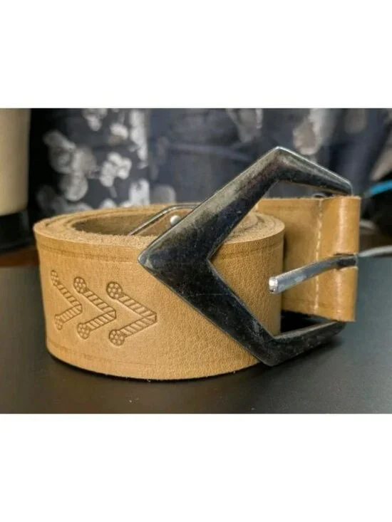 Free People Leather Belt Tan Silver Arrow Buckle Boho Western Size L/XL
