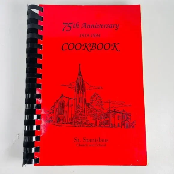 75th Anniversary Spiral Cookbook St Stanislaus Omaha NE 1919 1994 VTG Recipes