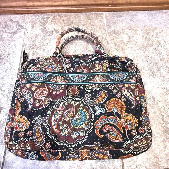 Vera Bradley Quilted Tote Bag Retired Paisley Pattern Cotton Zip Top Work Travel