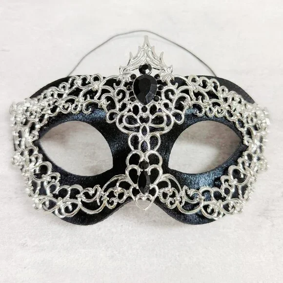 Silver black mask, Masquerade mask, Cosplay mask, ball party mask, Prom mask