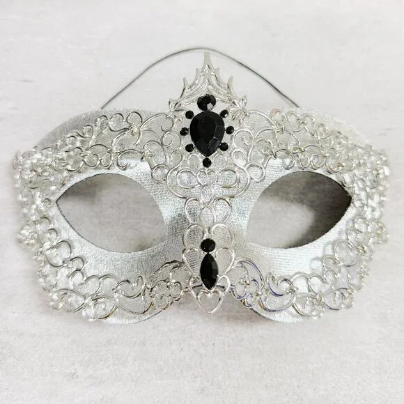 Silver silver mask, Masquerade mask, Cosplay mask, ball party mask, Prom mask