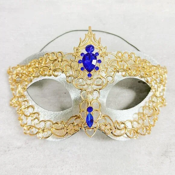 Silver masquerade mask, cosplay mask, Halloween mask, Venetian mask, Prom mask