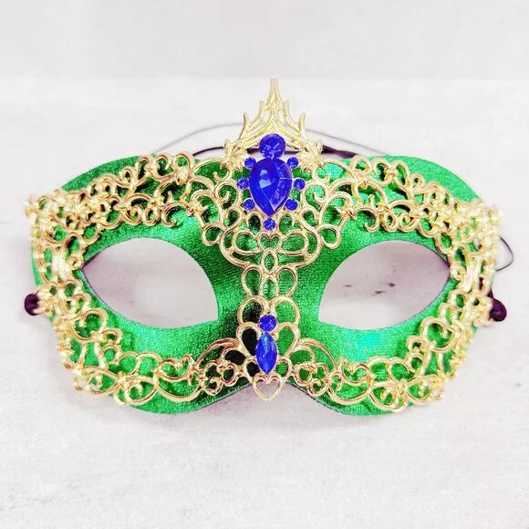 Green masquerade mask, cosplay mask, Halloween mask, Venetian mask, Prom mask