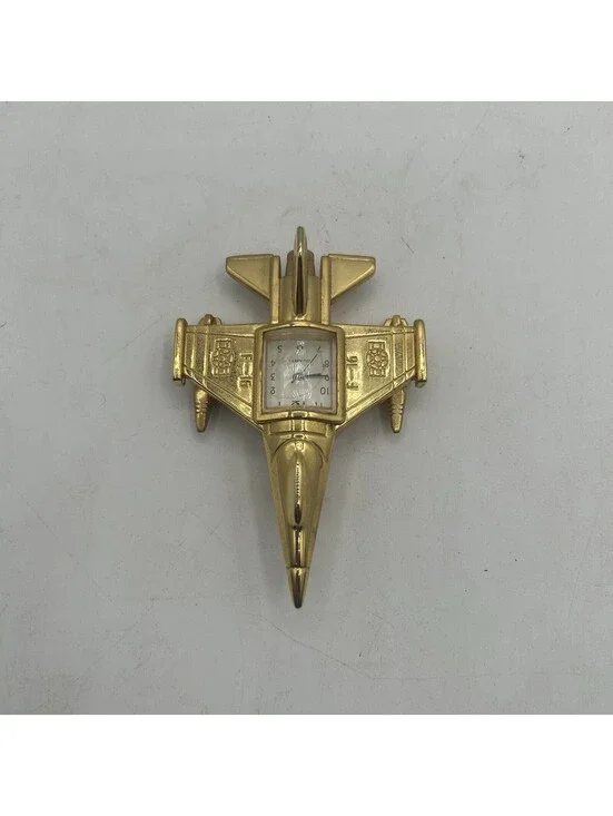 RARE - F-16 US ARMY AIR FORCE JET PLANE GOLD TONE TABLE CLOCK