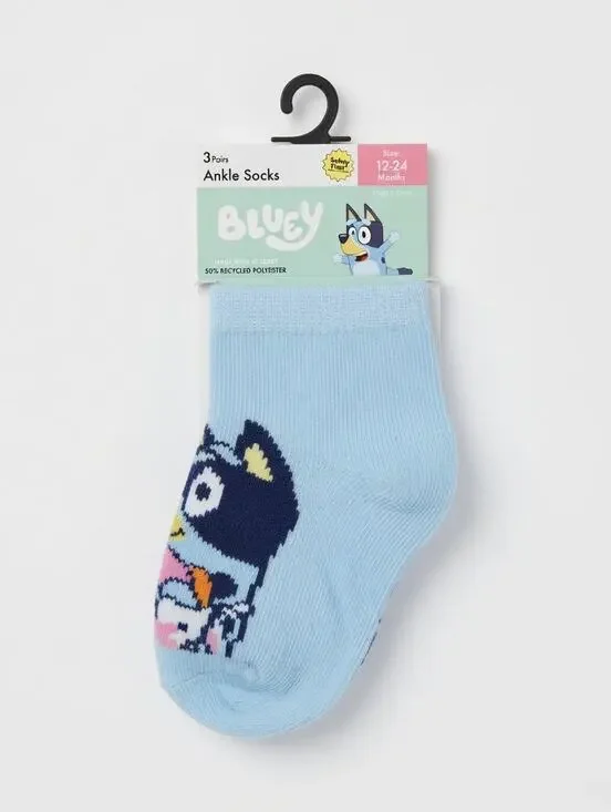 Bluey 3-Pack Ankle Socks (Size 12-24 Months)