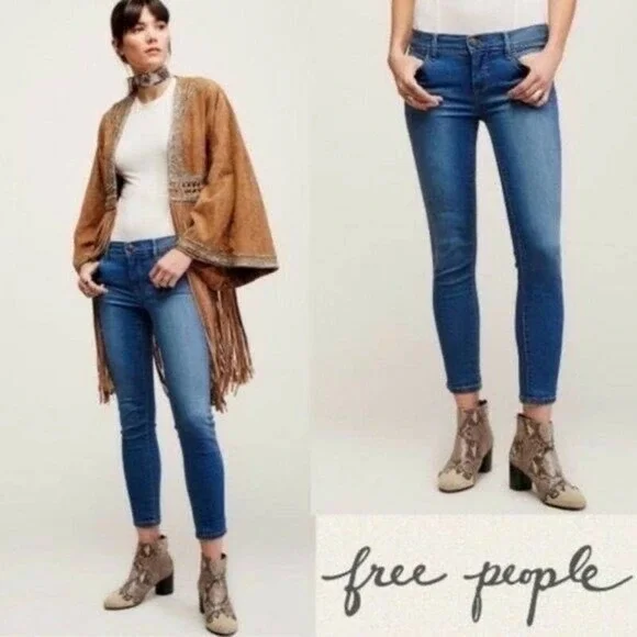 Free people 61855-16515125 Skinny hi-rise denim blue Jeans pockets size 26