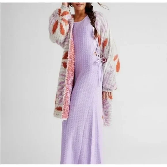 Free People Beach Eve Sweater Maxi Dress in Purple M