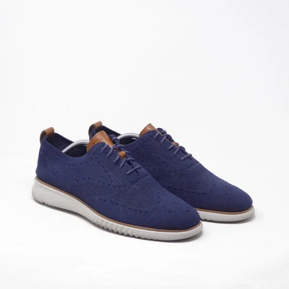 Cole Haan Mens 2.Zerogrand Stitchlite Oxford Blue Knit Wingtip C27569 Size 11M