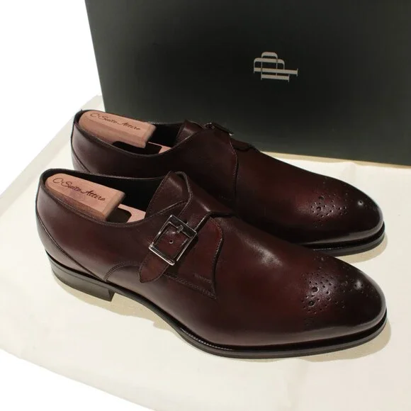 Pastori NWB Single Monk Strap Dress Shoes Size 8 US in Whiskey Brown Leather